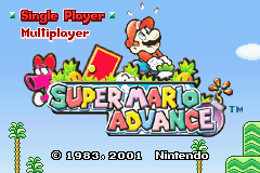 Super Mario Advance title screen for GameBoy Advance